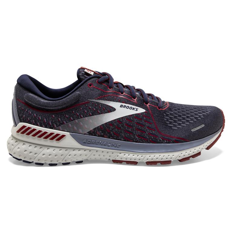 Brooks Adrenaline GTS 21 Road Running Shoes - Men's - Peacoat/Grey/Red (52198-PKIM)